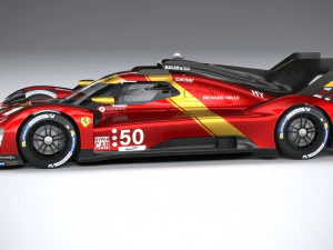 フェラーリ 499P レースカー 2023 ローポリ 3Dモデル