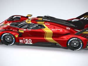 Ferrari 499P Racecar 2023 LowPoly 3D 模型