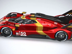 フェラーリ 499P レースカー 2023 ローポリ 3Dモデル