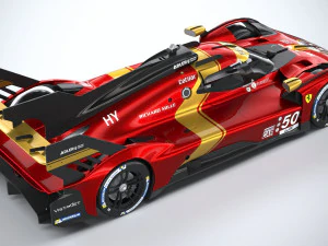 フェラーリ 499P レースカー 2023 ローポリ 3Dモデル