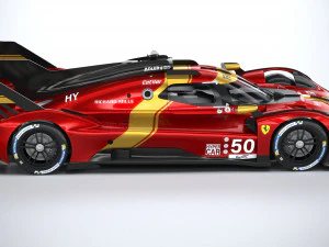 フェラーリ 499P レースカー 2023 ローポリ 3Dモデル