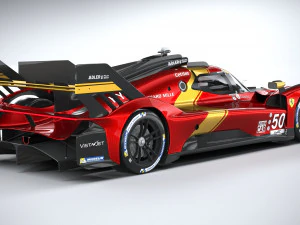 フェラーリ 499P レースカー 2023 ローポリ 3Dモデル