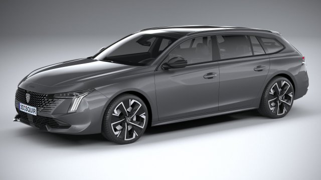 Peugeot 508 SW 2023 3D Model .c4d .max .obj .3ds .fbx .lwo .lw .lws