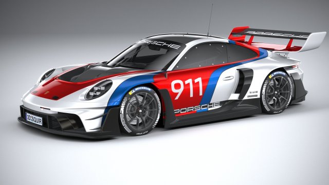 Porsche 911 GT3 R Rennsport 2023 3D मॉडल .c4d .max .obj .3ds .fbx .stl .blend