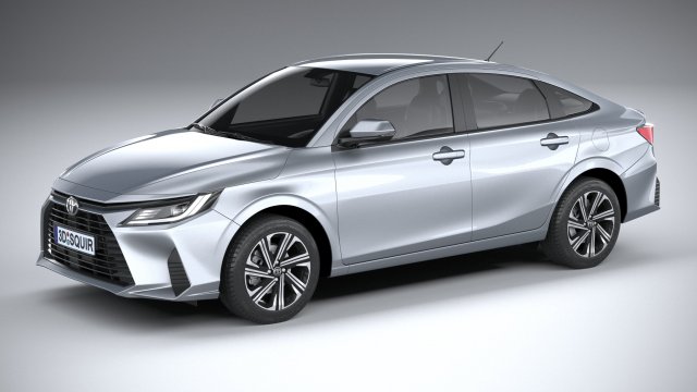 Toyota Yaris Sedan 2023 3D Модель .c4d .max .obj .3ds .fbx .stl .blend 
