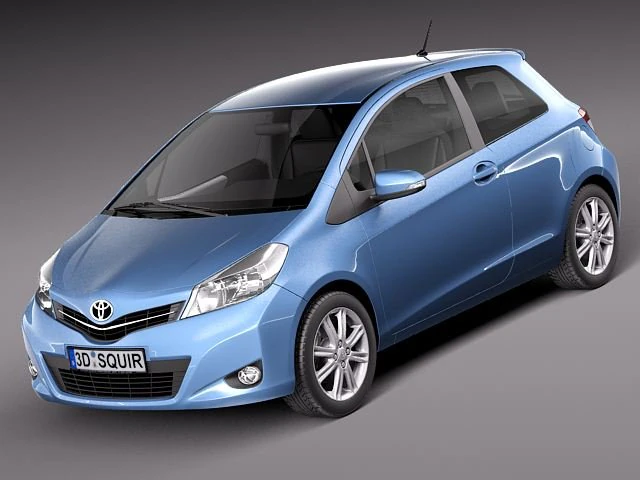 Toyota Yaris 3-door 2012 3D Model .c4d .max .obj .3ds .fbx .stl .blend 