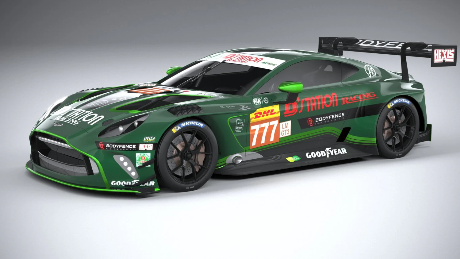 Aston Martin Vantage GT3 2023 3D Model .c4d .max .obj .3ds .fbx .stl .blend