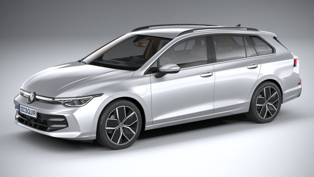 Volkswagen Golf Variant 2024 3D Model .c4d .max .obj .3ds .fbx .stl .blend 