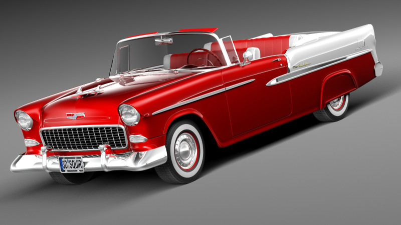 Chevrolet Bel Air Convertible 1955 3D Model .c4d .max .obj .3ds .fbx .stl .blend