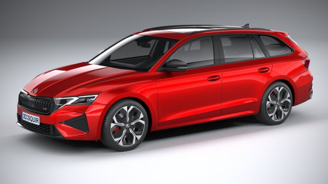 Skoda Octavia RS Combi 2025 Model 3D .c4d .max .obj .3ds .fbx .stl .blend 