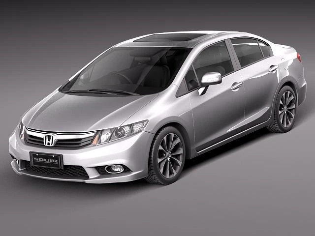 Honda Civic Sport Sedan 2012 3D Model .c4d .max .obj .3ds .fbx .stl .blend 