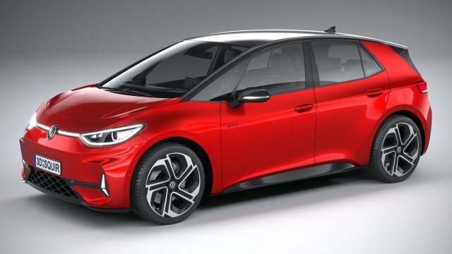 Volkswagen ID3 GTX 2025 Model 3D .c4d .max .obj .3ds .fbx .stl .blend 