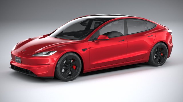 Tesla Model 3 Performance 2025 3D 模型 .c4d .max .obj .3ds .fbx .stl .blend 