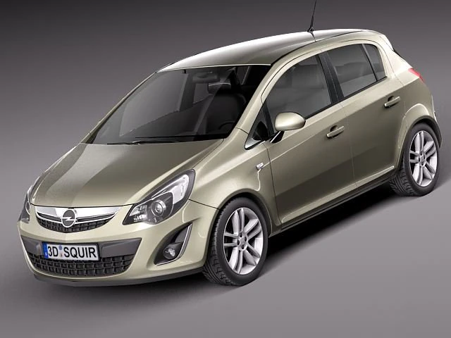 Opel Corsa 5-door 2012 3D Model .c4d .max .obj .3ds .fbx .stl .blend