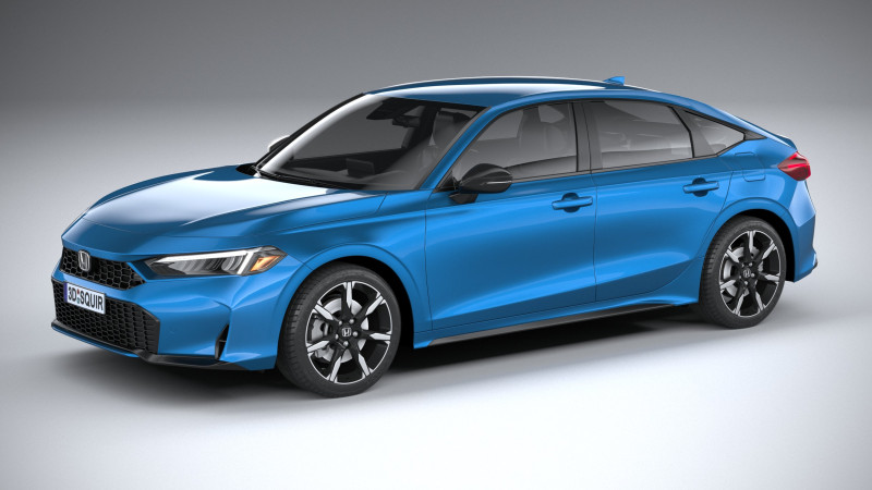 Honda Civic Hatchback 2025 3D Model .c4d .max .obj .3ds .fbx .stl .blend 