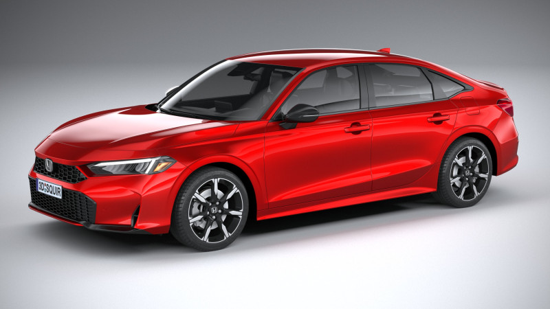 Honda Civic Sedan 2025 3D Model .c4d .max .obj .3ds .fbx .stl .blend 
