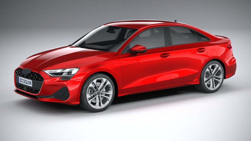 Audi A3 Sedan 2025 3D 模型 .c4d .max .obj .3ds .fbx .stl .blend 
