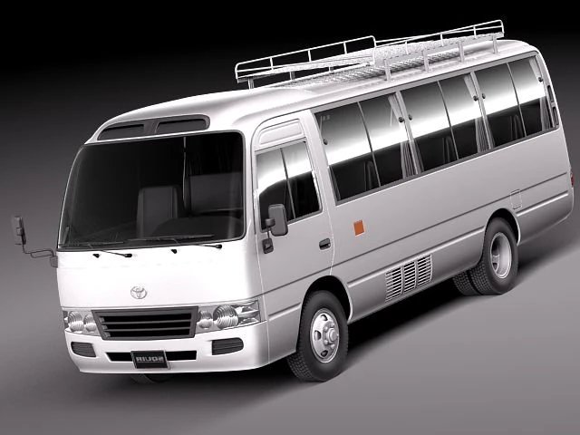 Toyota Coaster 2012 Minibus 3D Model .c4d .max .obj .3ds .fbx .stl .blend