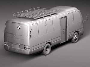 Toyota Coaster 2012 Minibus 3D Model
