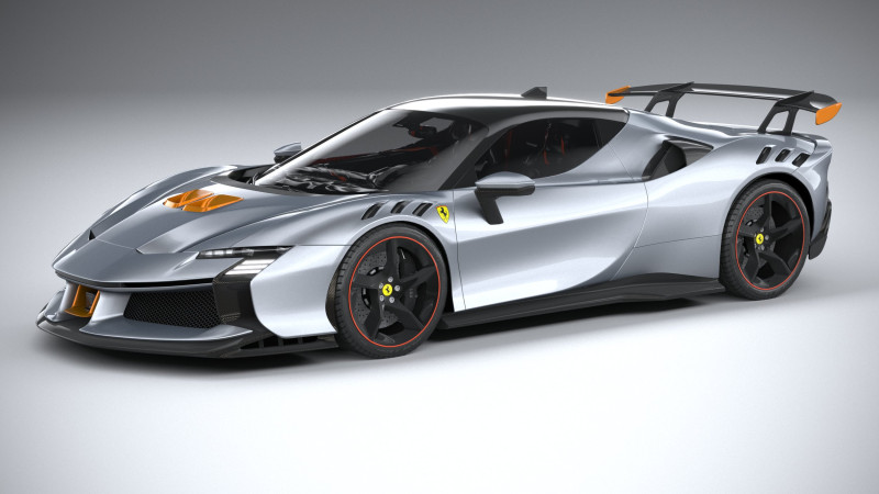 Ferrari SF90 XX Stradale 2024 LowPoly 3D Model .c4d .max .obj .3ds .fbx .stl .blend 