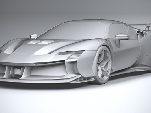 Ferrari SF90 XX Stradale 2024 LowPoly 3D Model