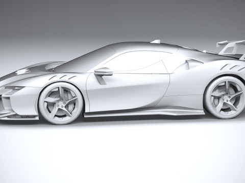 Ferrari SF90 XX Stradale 2024 LowPoly 3D Model