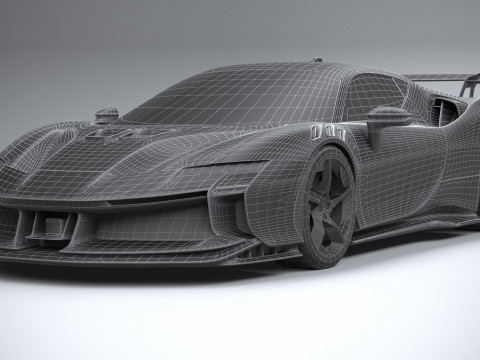 Ferrari SF90 XX Stradale 2024 LowPoly 3D Model