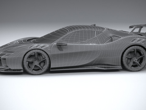 Ferrari SF90 XX Stradale 2024 LowPoly 3D Model