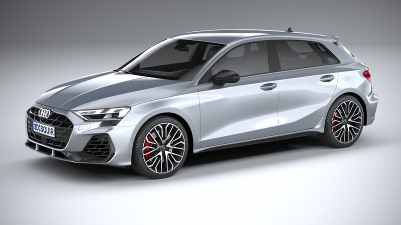 Audi S3 Sportback 2025 Modelo 3D .c4d .max .obj .3ds .fbx .stl .blend 