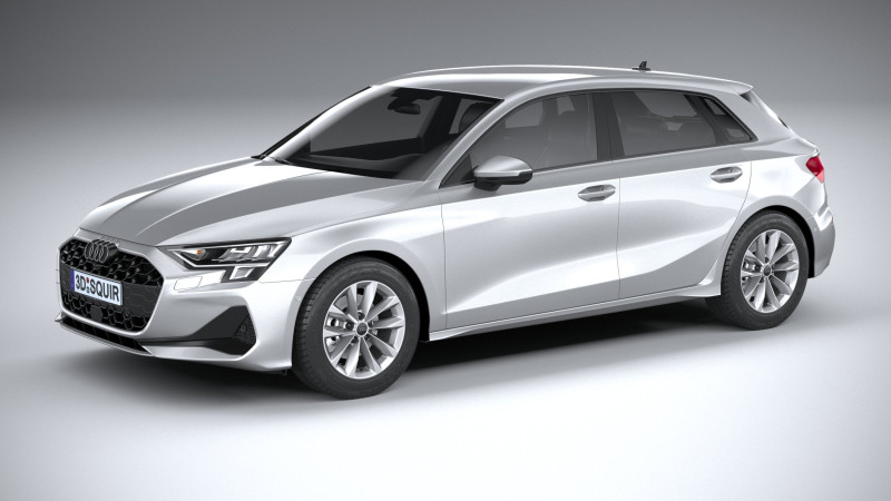 Audi A3 Sportback 2025 3D 모델 .c4d .max .obj .3ds .fbx .stl .blend 
