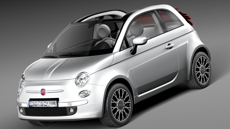 Fiat 500C 2013 3D Model .c4d .max .obj .3ds .fbx .stl .blend 