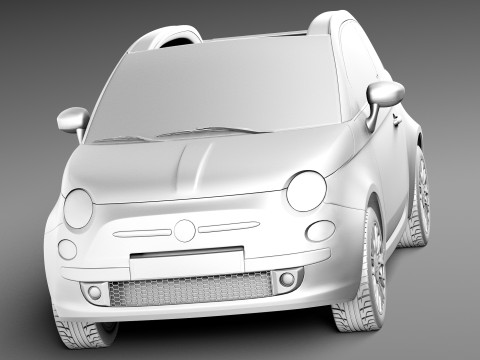 Fiat 500C 2013 3D Model