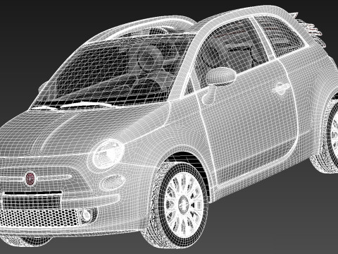 Fiat 500C 2013 3D Model