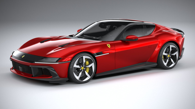 Ferrari 12Cilindri 2025 LowPoly 3D Model .c4d .max .obj .3ds .fbx .stl .blend 