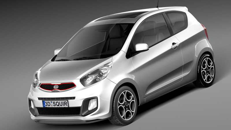 Kia Picanto 3-Door 2013 Modèle 3D .c4d .max .obj .3ds .fbx .stl .blend 