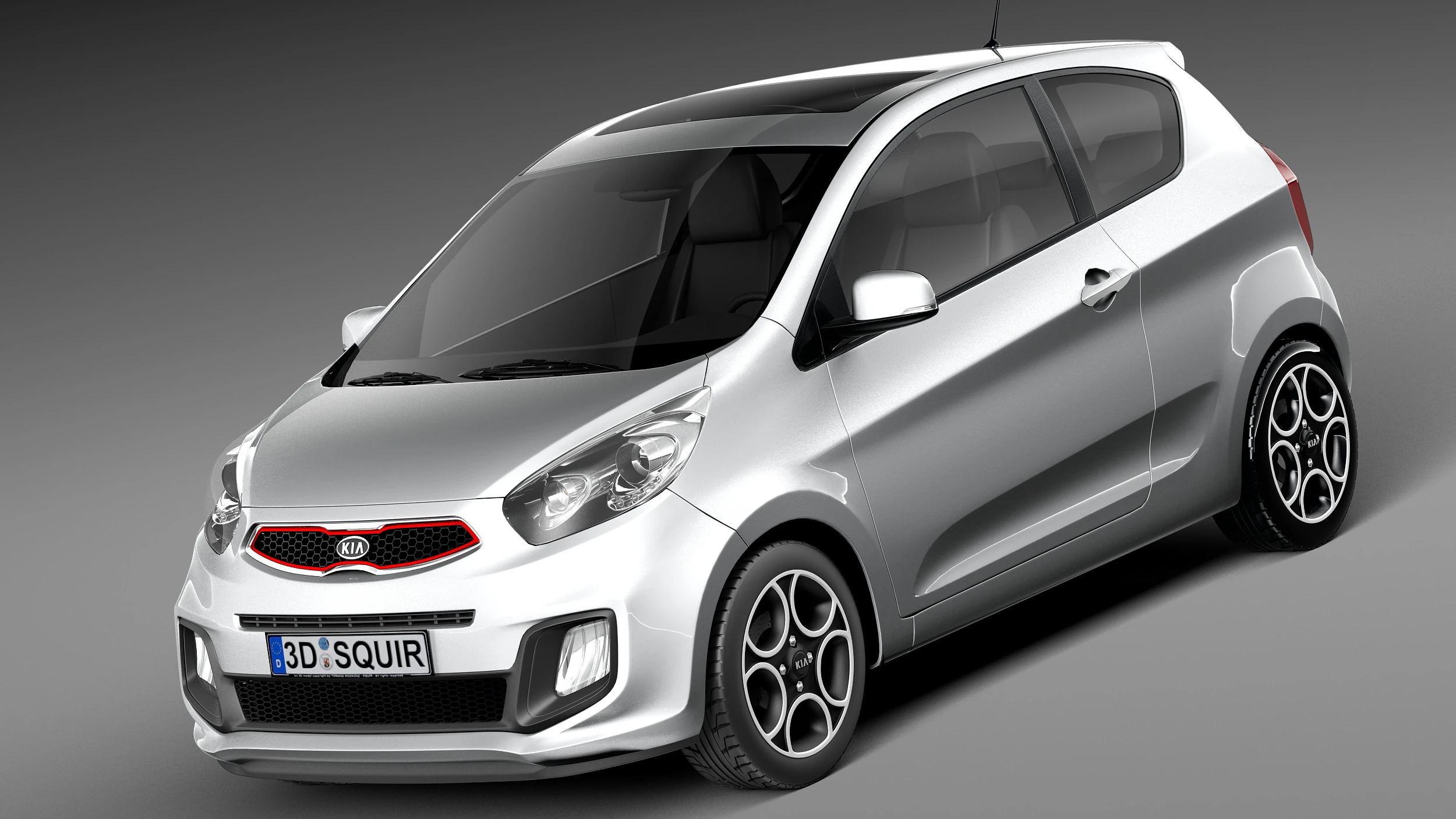 Kia Picanto 3-Door 2013 3D Model .c4d .max .obj .3ds .fbx .stl .blend