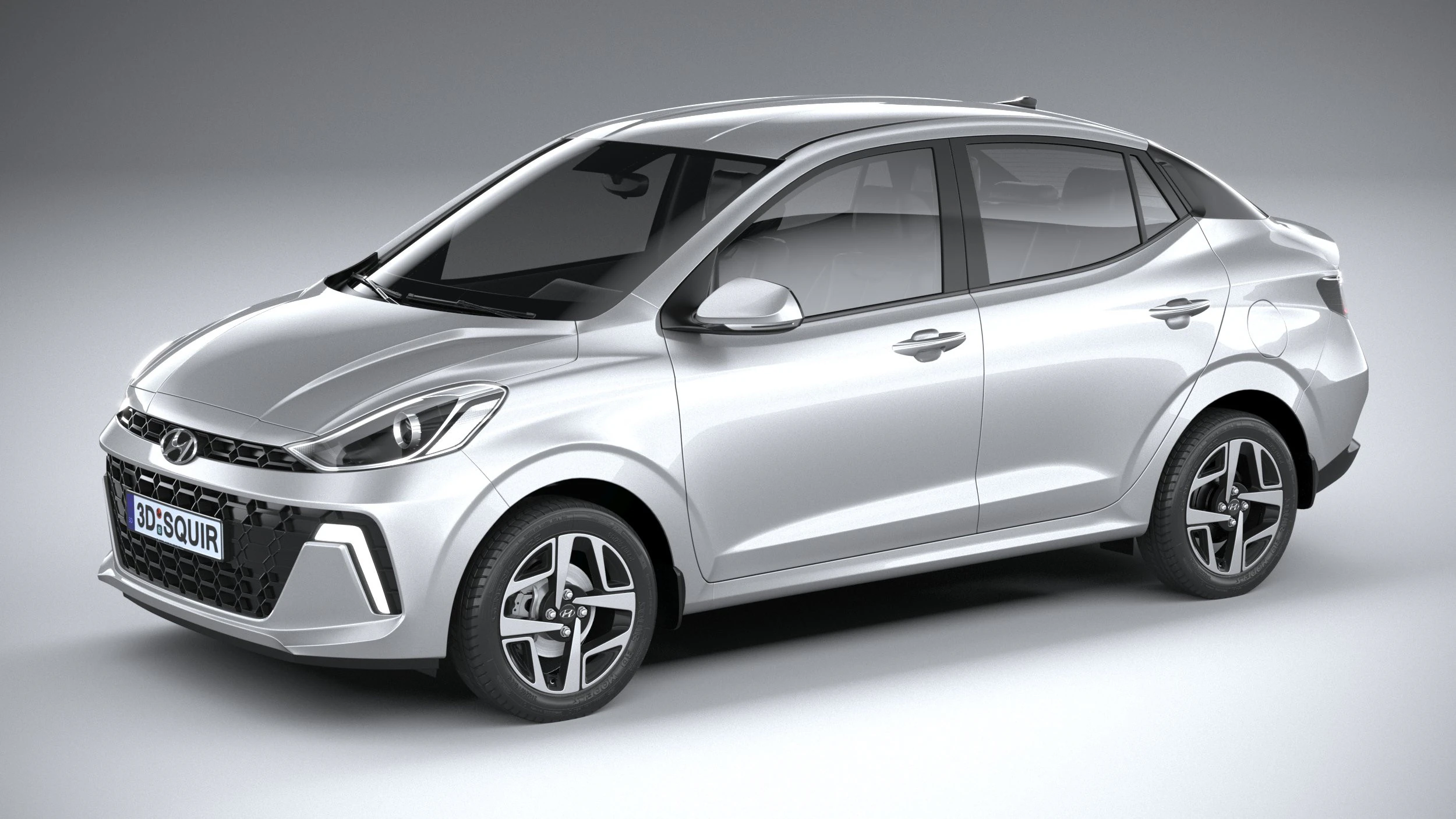 Hyundai i10 sedan 2024 3D Model .c4d .max .obj .3ds .fbx .stl .blend 