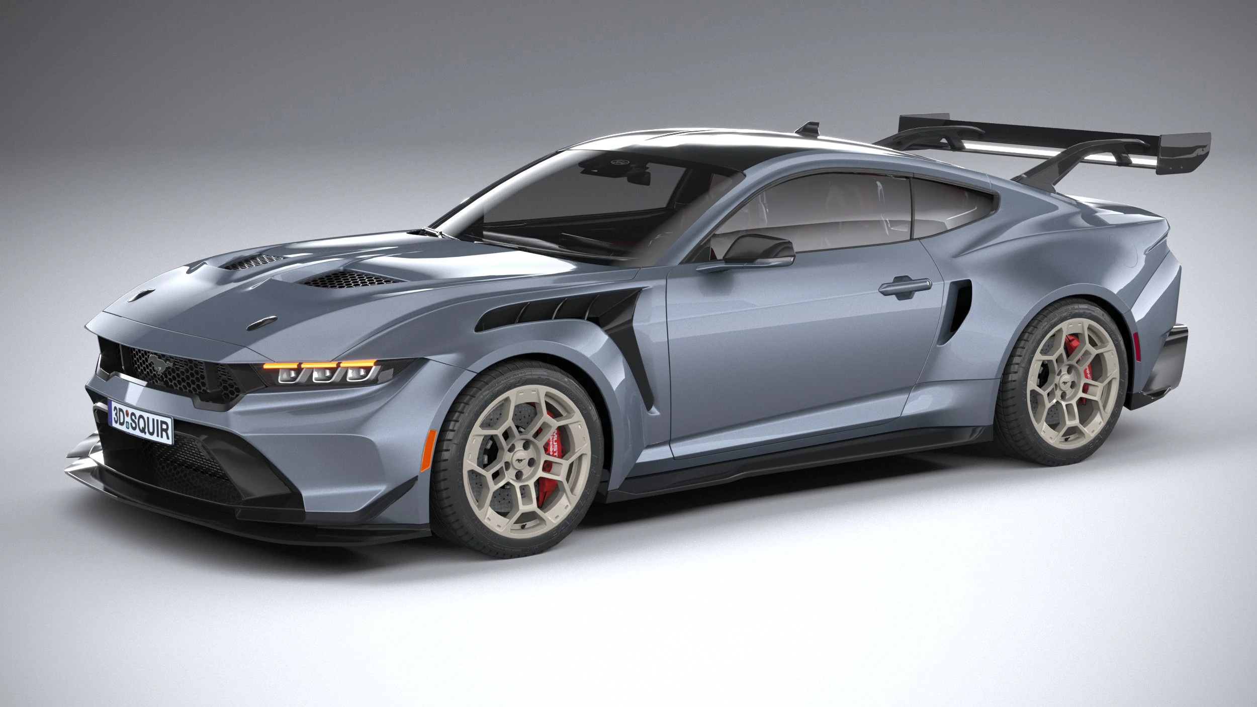 Mustang GTD 2025 LowPoly 3D Model .c4d .max .obj .3ds .fbx .stl .blend
