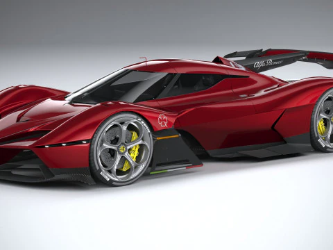 Альфа Ромео 8C-R Tazio 2020 LowPoly 3D Модель