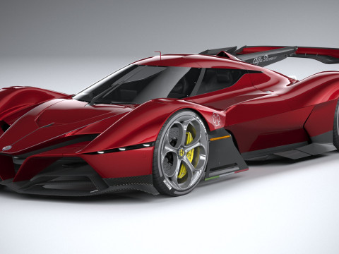 Alfa Romeo 8C-R Tazio 2020 LowPoly Modello 3D