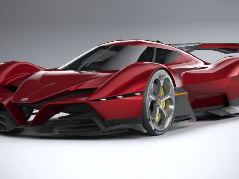 Alfa Romeo 8C-R Tazio 2020 LowPoly 3D Model