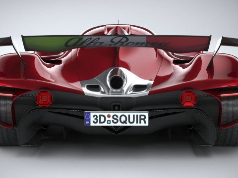 Alfa Romeo 8C-R Tazio 2020 LowPoly Modello 3D