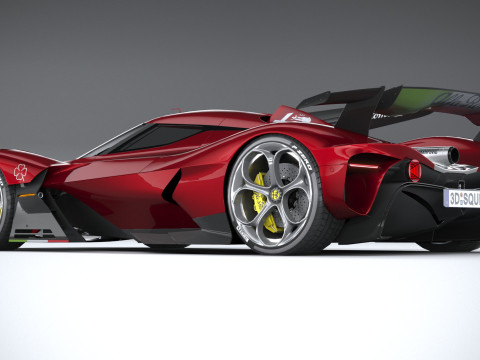 Alfa Romeo 8C-R Tazio 2020 LowPoly Modello 3D