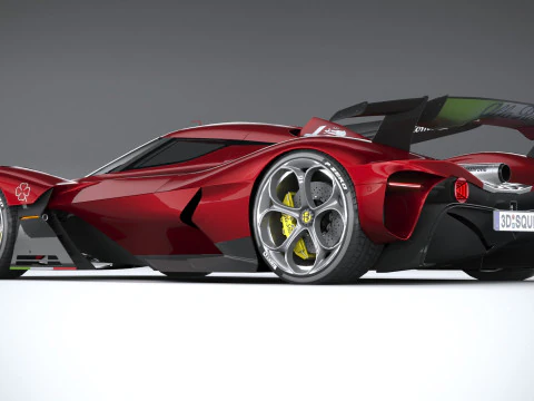 Alfa Romeo 8C-R Tazio 2020 LowPoly 3D Model