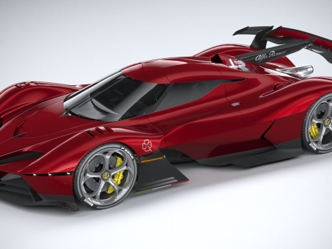 Alfa Romeo 8C-R Tazio 2020 LowPoly Modello 3D