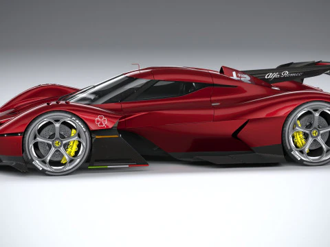 Alfa Romeo 8C-R Tazio 2020 LowPoly 3D Model