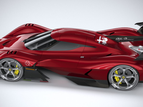 Alfa Romeo 8C-R Tazio 2020 LowPoly Modello 3D