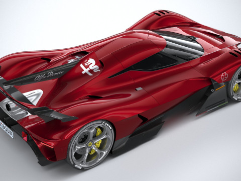 Alfa Romeo 8C-R Tazio 2020 LowPoly Modello 3D