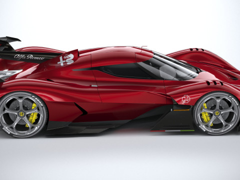 Alfa Romeo 8C-R Tazio 2020 LowPoly Modello 3D