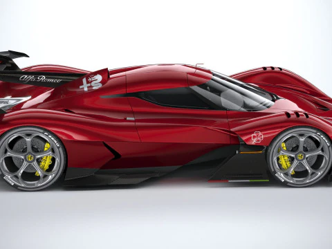 Alfa Romeo 8C-R Tazio 2020 LowPoly 3D Model